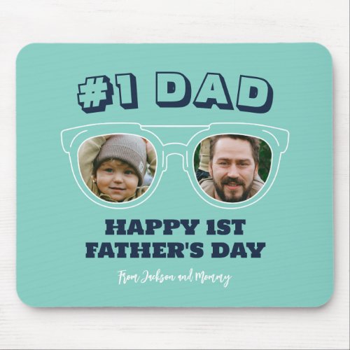 Cool No1 Dad Custom Photo First Fathers Day Mouse Pad