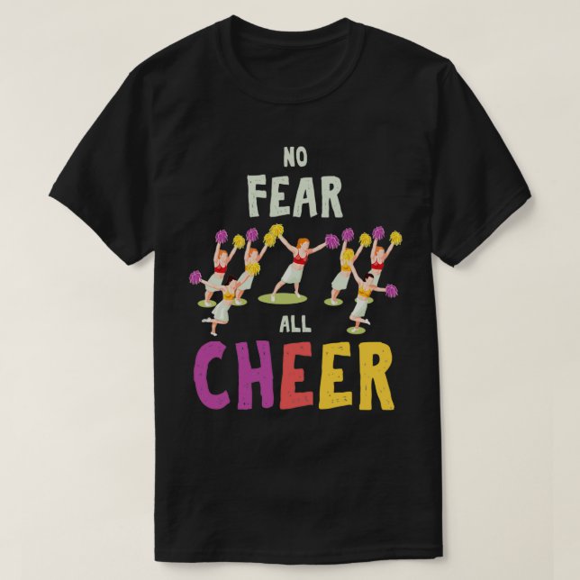 Cool No Fear All Cheer Cheerleading Coaches gift T-Shirt (Design Front)