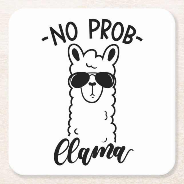 Cool No Prob Llama Square Paper Coaster (Front)