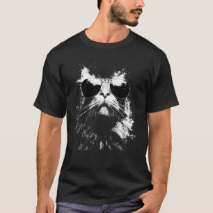 Cool Norwegian Forest Cat with Sunglasses White Sp T-Shirt
