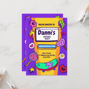 Cool Nostalgic 90's Theme Birthday Invitation