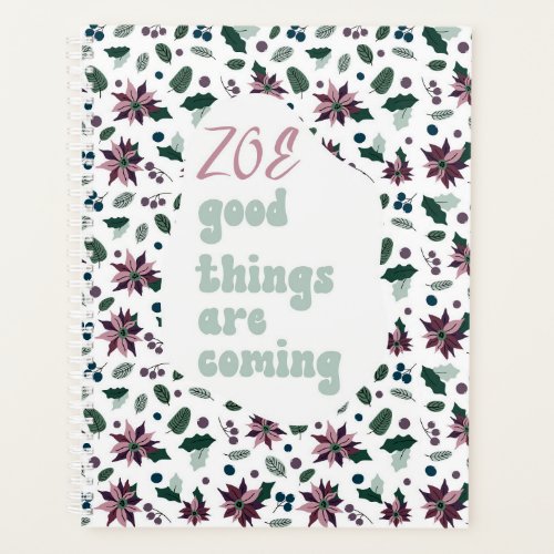 cool notebook whith flower patern and slogan