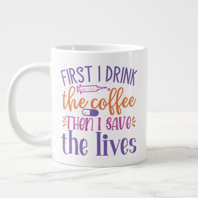 Cool Nurse & Doctor Design Giant Coffee Mug (Left)