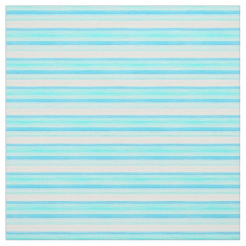 Cool Ocean Blue Aqua Turquoise Watercolor Stripes Fabric