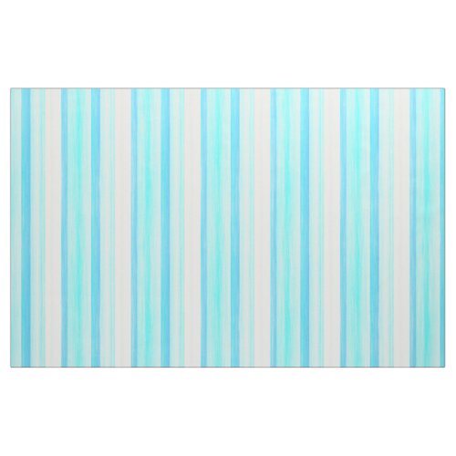 Cool Ocean Blue Aqua Turquoise Watercolor Stripes Fabric