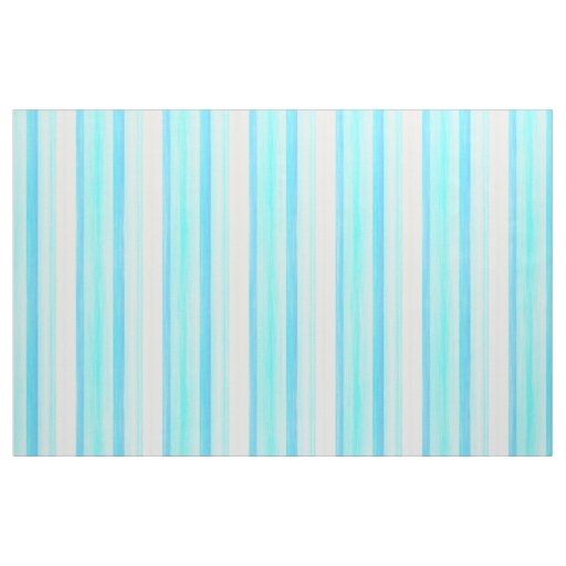 Cool Ocean Blue Aqua Turquoise Watercolor Stripes Fabric