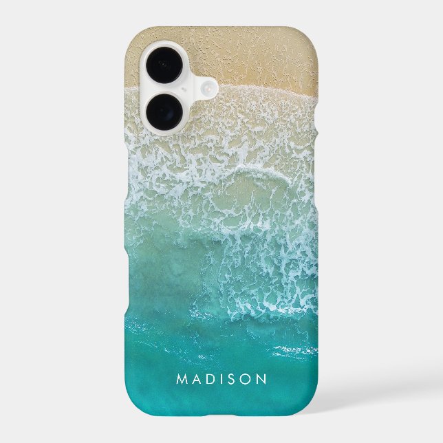 Cool Ocean Waves With Name Beach Case-Mate iPhone Case (Back)
