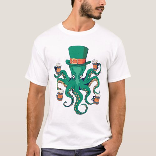 Cool Octopus Leprechaun St Patricks Day T_Shirt