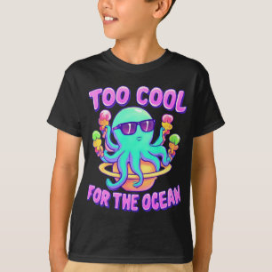 Cool Octopus on Saturn Float with Ice Cream T-Shirt