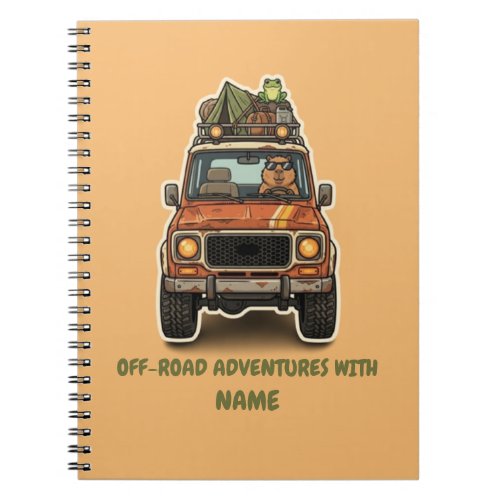 Cool Off-Road Capybara Camping Adventure Notebook