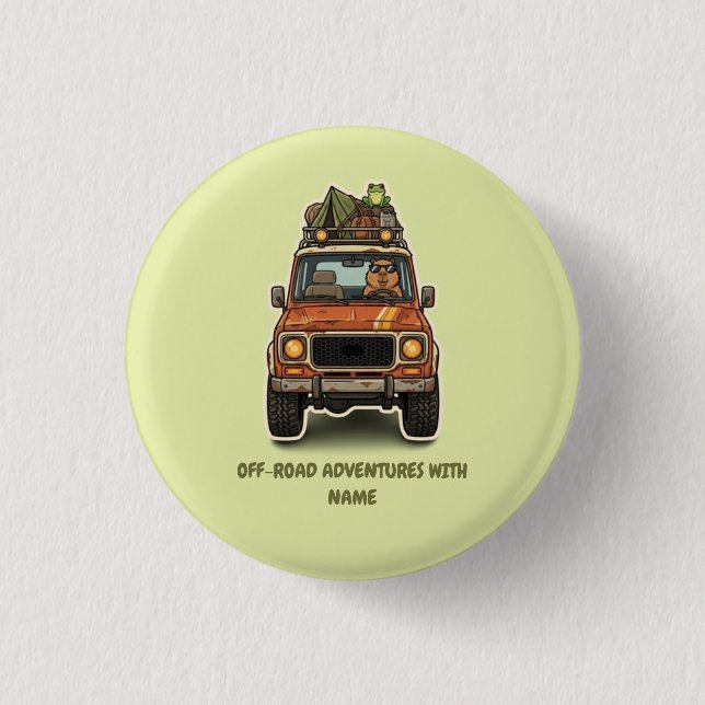 Cool Off-Road Capybara Camping Custom  Button (Front)