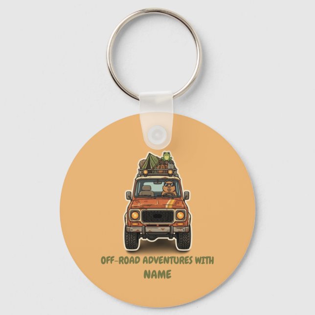 Cool Off-Road Capybara Camping Custom  Keychain (Front)