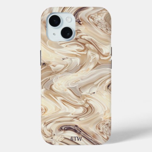 Cool Off White Modern Monogram Abstract Pattern iPhone 15 Case