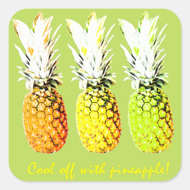 Cool Off With Pinapple Square Sticker (Front)