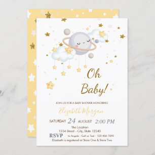 Cool Oh Baby Planet Clouds Stars Baby Shower Invitation