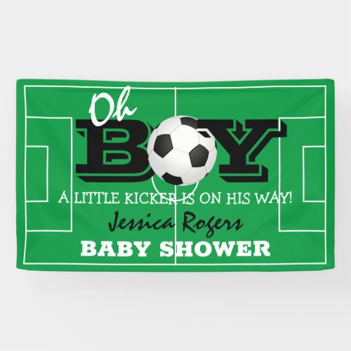 Cool Oh Boy Football Soccer Sport Baby Shower Banner