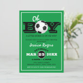 Cool 'Oh Boy' Football Soccer Sports Baby Shower Invitation (Standing Front)
