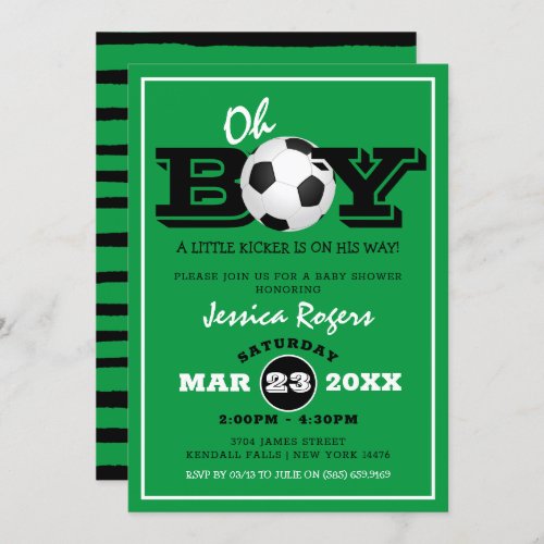 Cool Oh Boy Football Soccer Sports Baby Shower Invitation