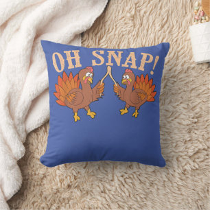 Cool Oh Snap! Funny Turkey With Wishbone Thanksgi Throw Pillow
