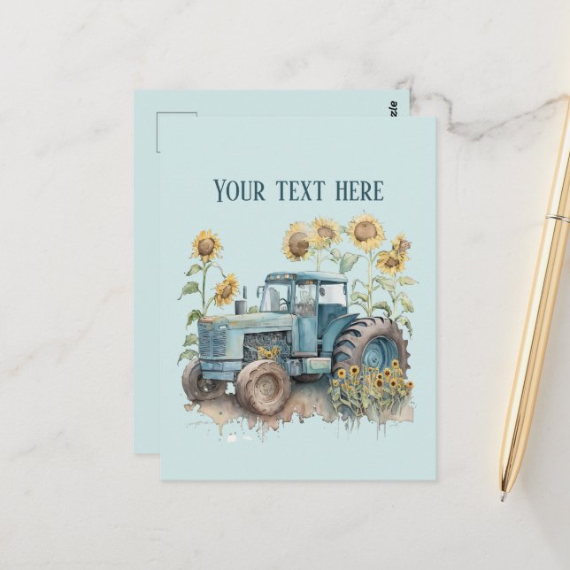 Cool old Country tractor add text Postcard (Front/Back In Situ)