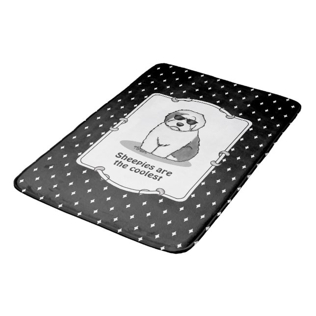 Cool Old English Sheepdog (Gray 1) Cute Funny Bath Mat (Angled)