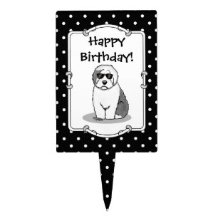 Cool Old English Sheepdog (Gray 1) Cute Funny Cake Topper