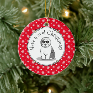 Cool Old English Sheepdog (Gray 1) Cute Funny Ceramic Ornament