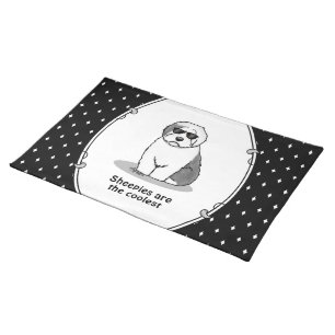 Cool Old English Sheepdog (Gray 1) Cute Funny Cloth Placemat