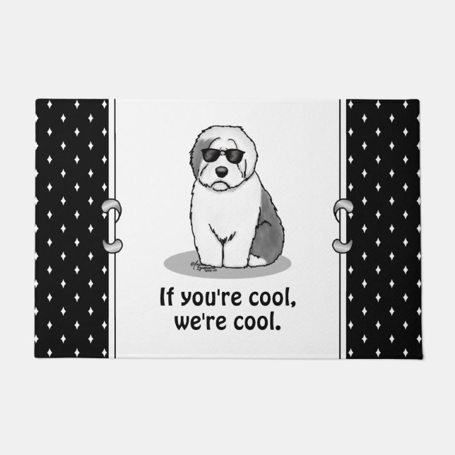 Cool Old English Sheepdog (Gray 1) Cute Funny Doormat (Front)