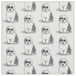 Cool Old English Sheepdog (Gray 1) Cute Funny Fabric