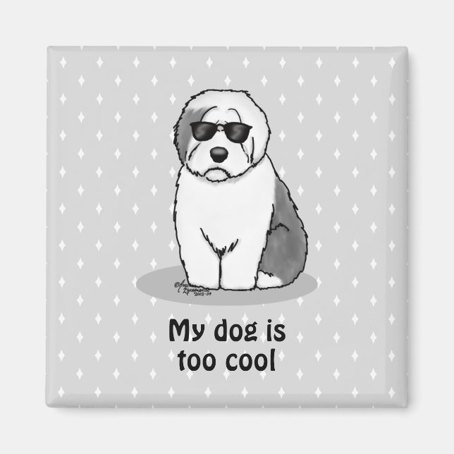 Cool Old English Sheepdog (Gray 1) Cute Funny Magnet (Front)