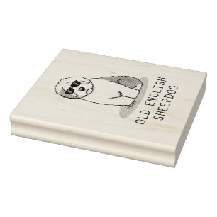 Cool Old English Sheepdog (Gray 1) Cute Funny Rubber Stamp