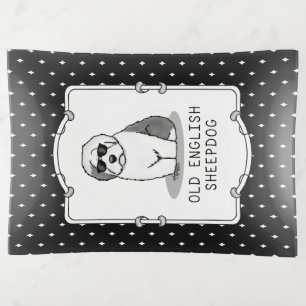 Cool Old English Sheepdog (Gray 1) Cute Funny Trinket Tray
