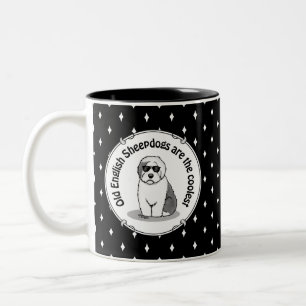 Cool Old English Sheepdog (Gray 1) Cute Funny Two-Tone Coffee Mug