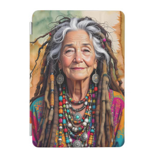Cool Old Lady in Dread Locks Hippie Woman Blank iPad Mini Cover