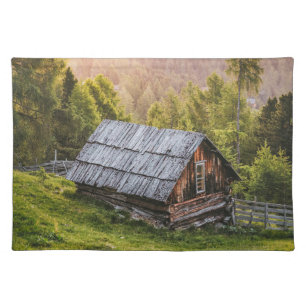Cool Old Log Cabin in the Mountains Cloth Placemat