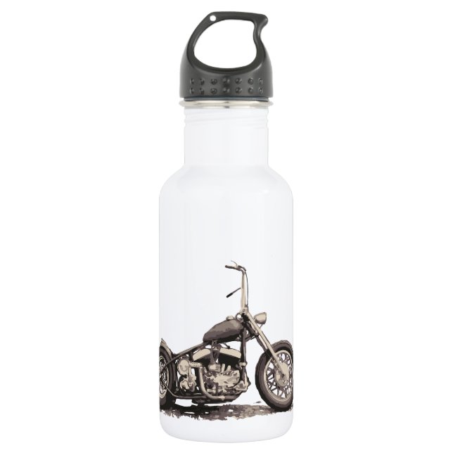 Cool Old Motorbike Stainless Steel Water Bottle (Front)