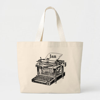 Cool Old Typewriter Graphic Totebag to Customize Large Tote Bag