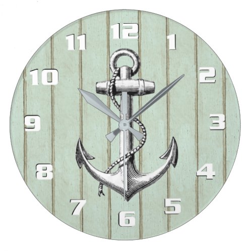 Cool Old Wood Rustic Nautical Vintage Anchor Large Clock