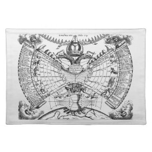 Cool Old World Vintage Zodiac Map Cloth Placemat