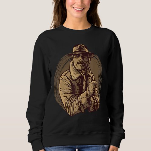 Cool Oldschool Detective checking the Situation Sp Sweatshirt