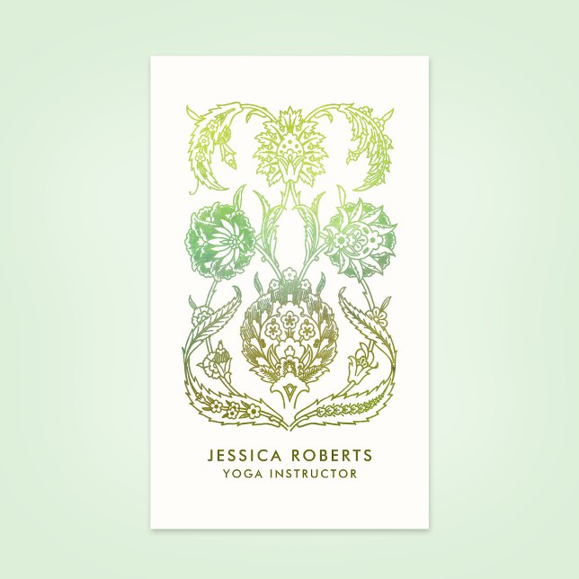 Cool Olive Green Professional Yoga Teacher Business Card (Creator Uploaded)