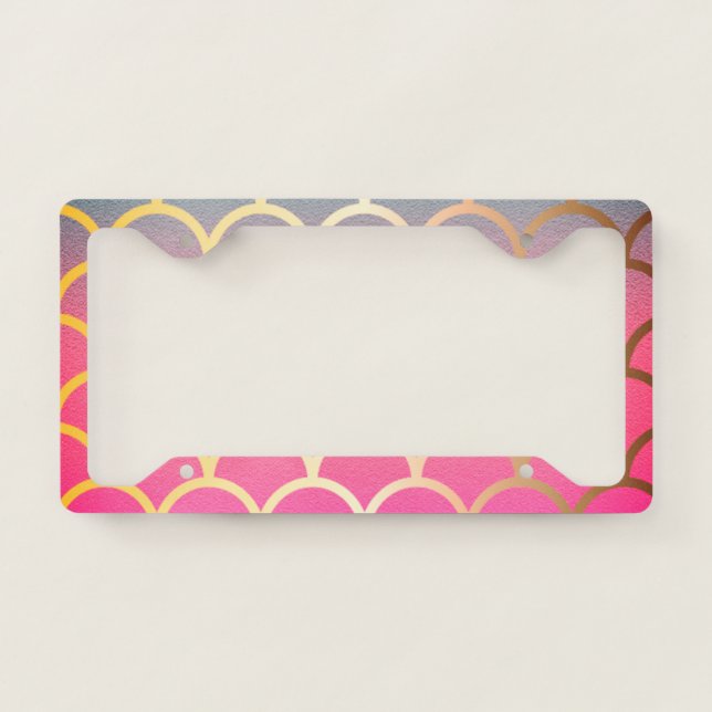 Cool Ombre Mermaid Scales License Plate Frame (Front)