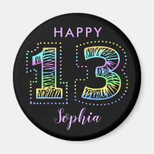 Cool on Black 13th Birthday Party Souvenir Gift Magnet
