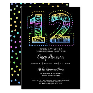 12th Birthday Invitations Zazzle