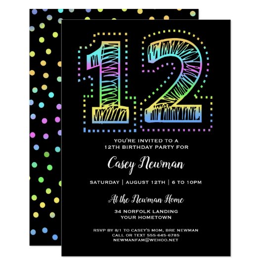 12th Birthday Invitations Free Printable