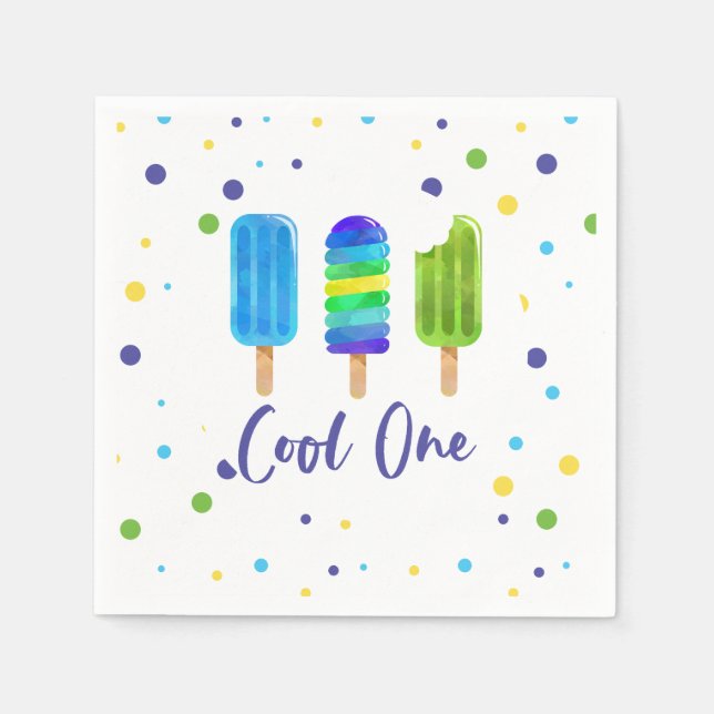 Cool One 1st Birthday blue green Pop Napkins (Front)
