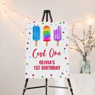 Cool One 1st Birthday Rainbow Ice Pop Foam Board