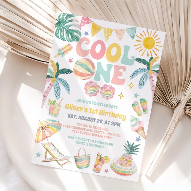 Cool One Beach Party Summer 1st Birthday  Invitation (Creator Uploaded)