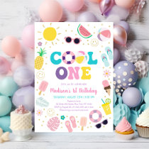 Cool One Boho Pool Party 1st Birthday Invitation